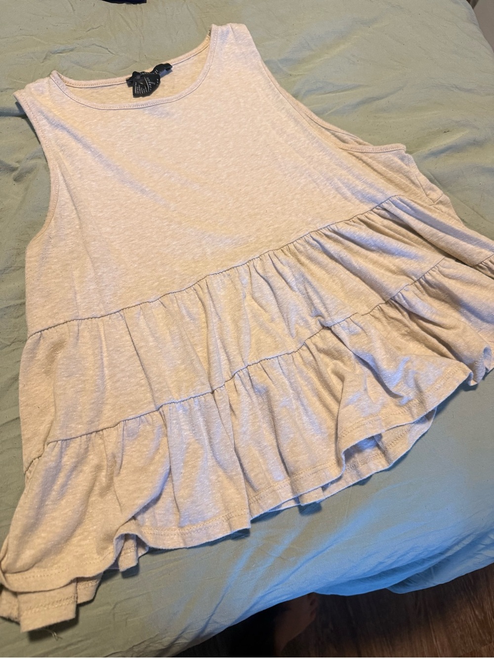 Forever 21 Light Beige Ruffle Tiered Tank Top